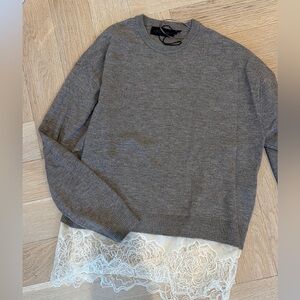 Zara Gray Sweater with Lace Detail